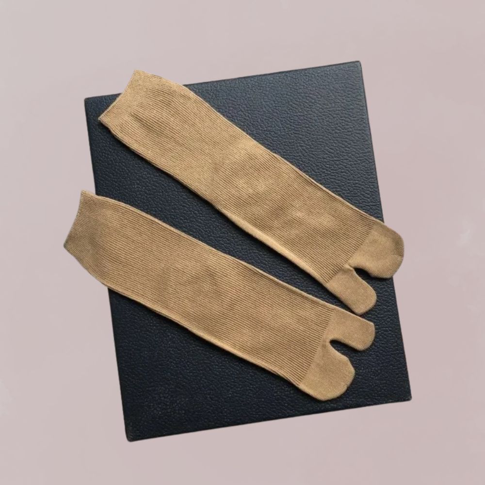 chaussettes tabi camel coton unisexe style japonais pour kimono homme et femme