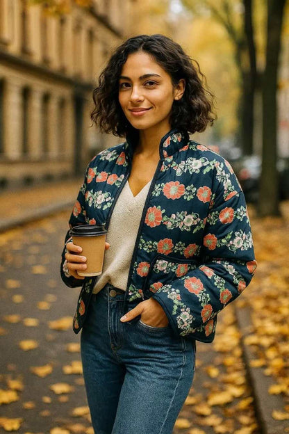 Veste Matelassée Kimono Femme | Douillet Tendance Bleu Marine