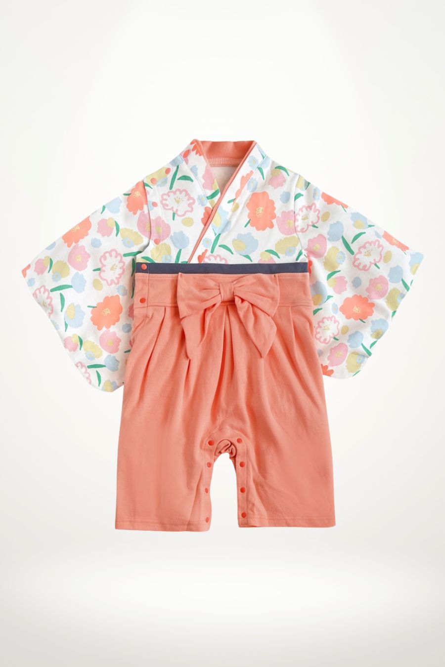 kimono bébé coton fleurs pastel avec ceinture obi – modèle fille élégant et confortable