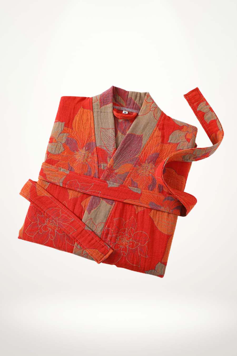 Peignoir kimono femme floral rouge - seconde vue