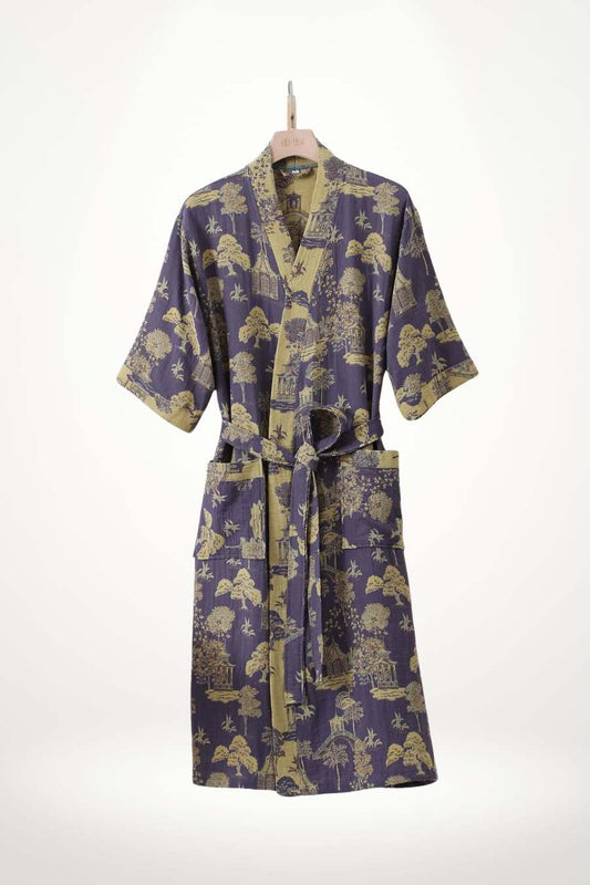 Kimono Coton Femme | Robe de Chambre à Imprimé Oriental