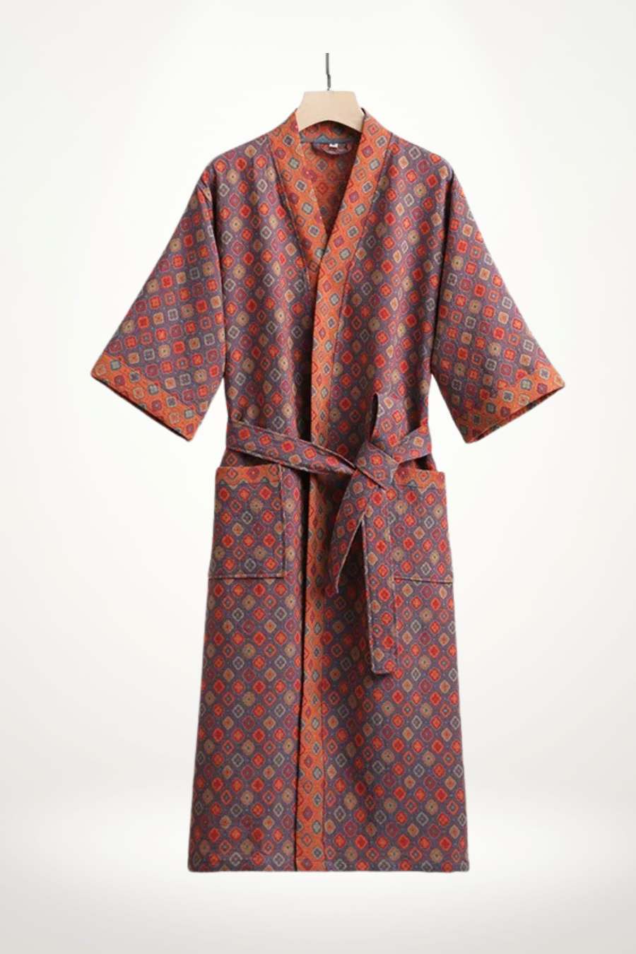 Peignoir kimono femme en coton à imprimé graphique élégant