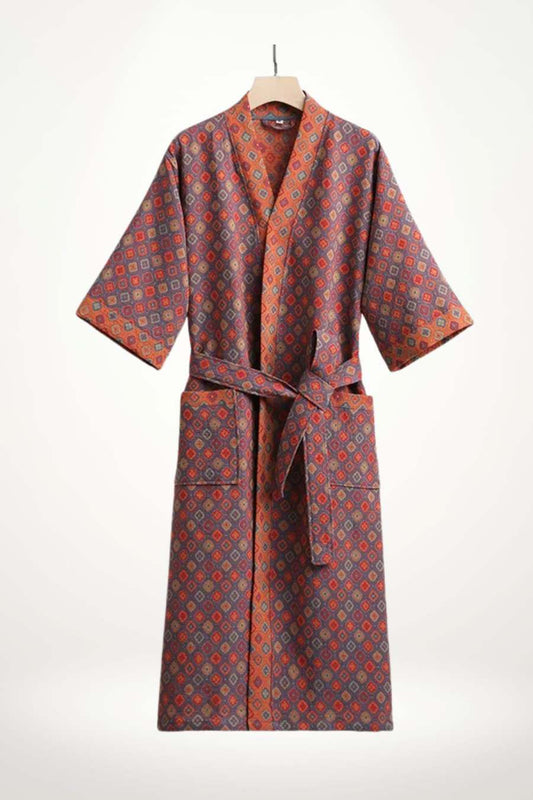 Peignoir kimono femme en coton à imprimé graphique élégant