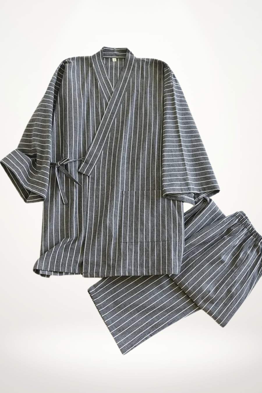 Pyjama Homme Kimono en Coton | Ensemble à Manches ¾ Rayé