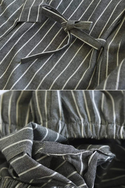 Men's Cotton Kimono Pajamas | Striped ¾ Sleeve Set