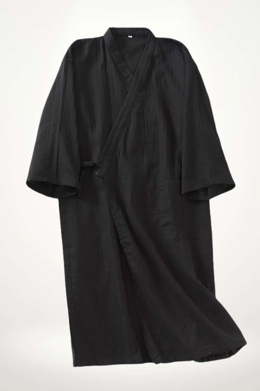 kimono robe de chambre homme coton tissé uni sobre élégant confortable minimaliste