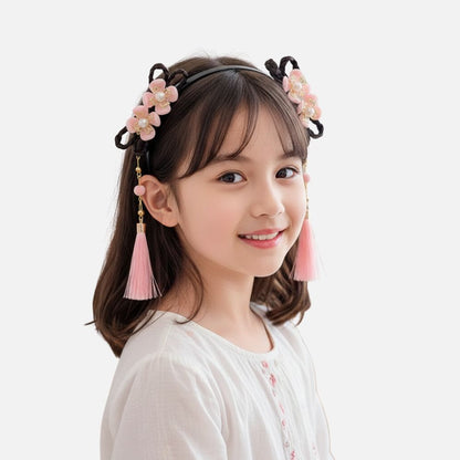 Black Headband for Girls | Delicate Pink Flowers 