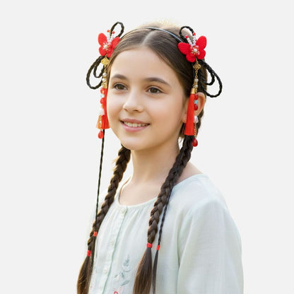 Serre Tête Enfant Fille Noir | Style Chic & Fleurs Rouges