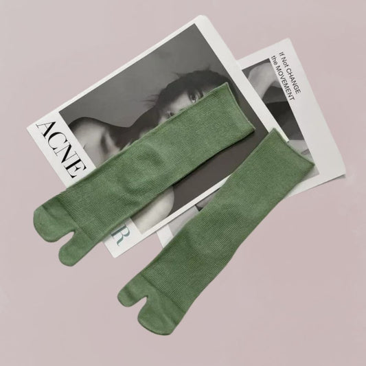 chaussettes tabi vert sauge coton style japonais pour kimono unisexe 