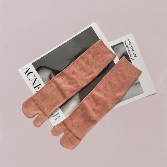 chaussettes tabi rose poudré coton style japonais pour kimono unisexe