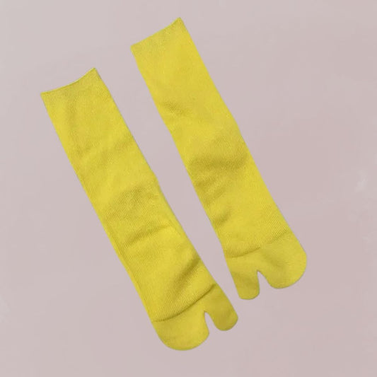 chaussettes tabi jaune vif coton style japonais pour kimono unisexe