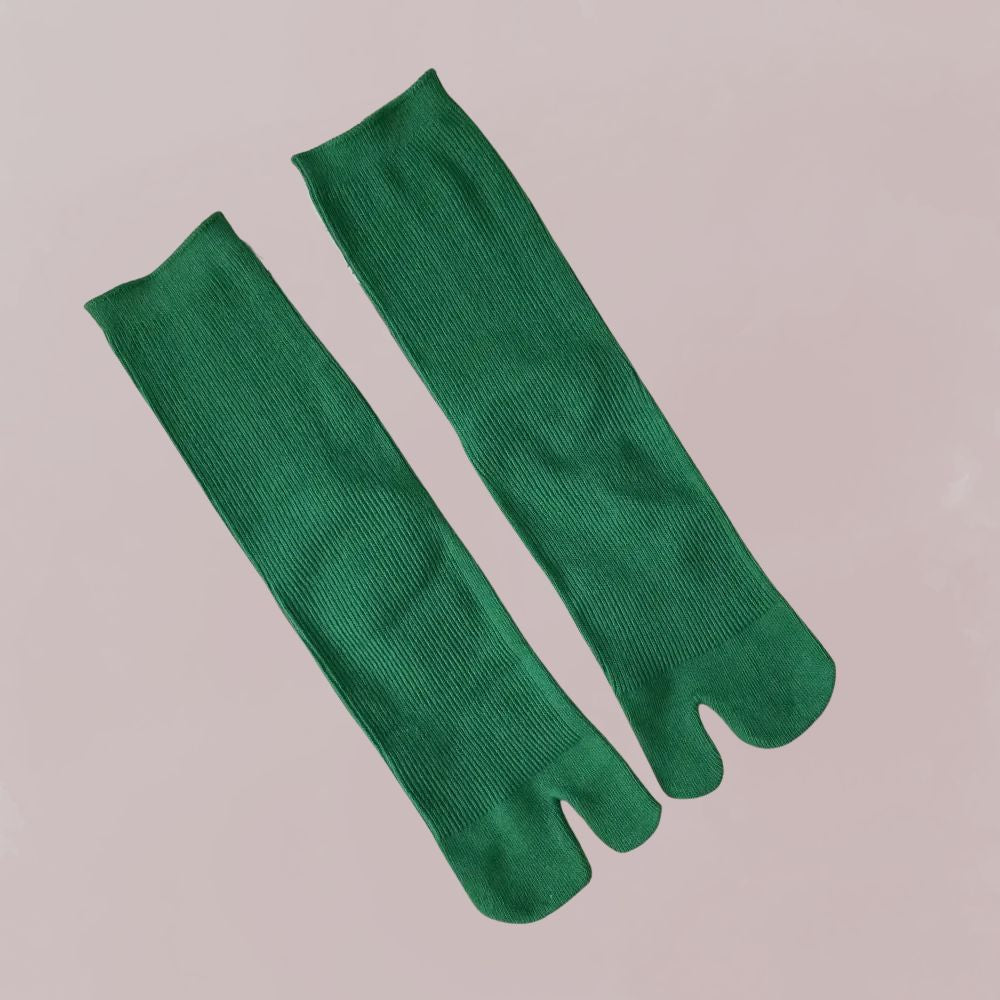 chaussettes tabi vert émeraude coton unisexe tradition japonaise pour kimono 