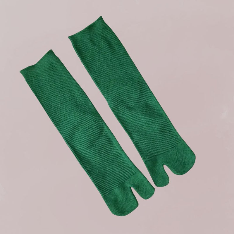chaussettes tabi vert émeraude coton unisexe tradition japonaise pour kimono 