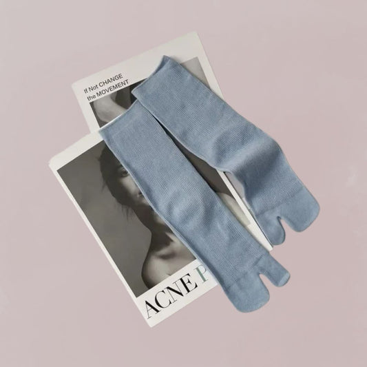chaussettes tabi bleu ciel coton style japonais pour kimono unisexe 

