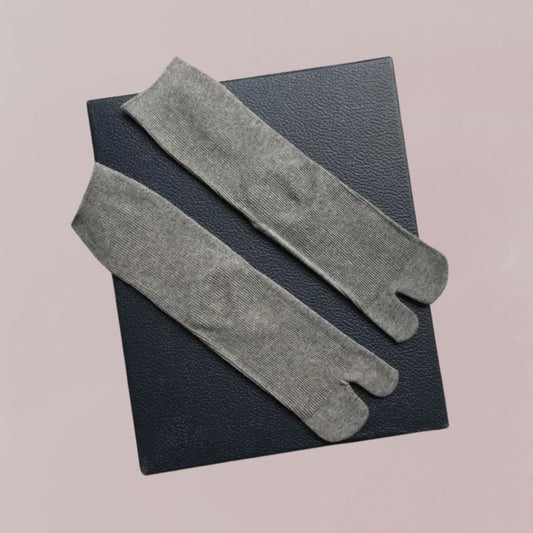 chaussettes tabi grises coton style japonais pour kimono unisexe 