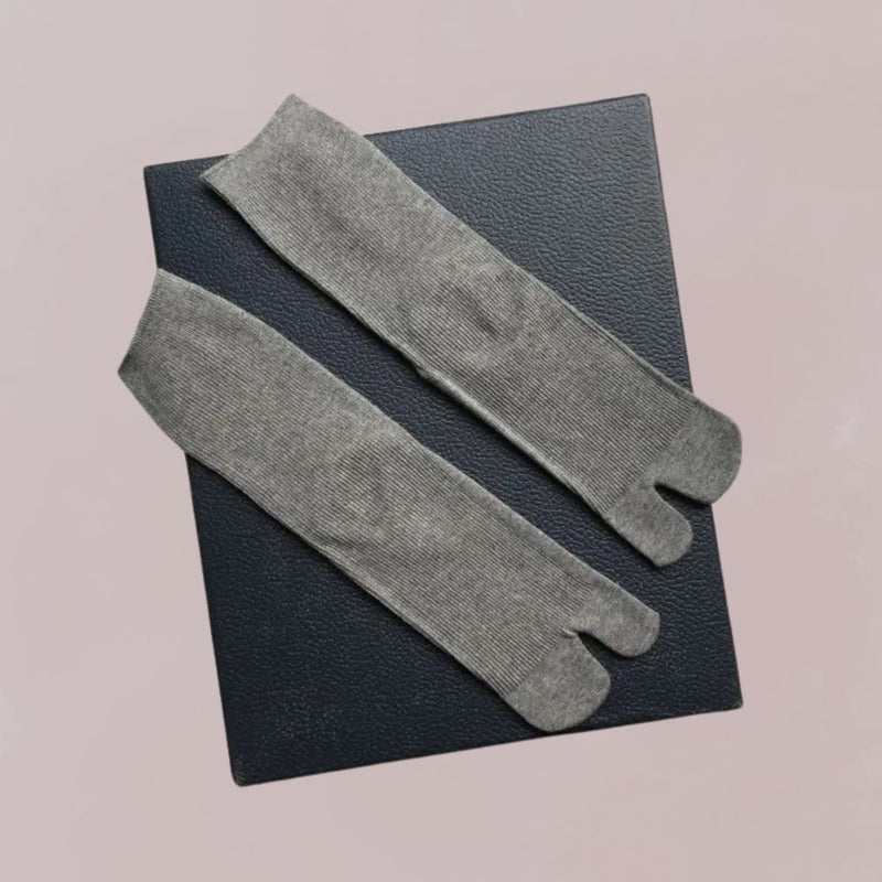 chaussettes tabi grises coton style japonais pour kimono unisexe 