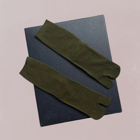 chaussettes tabi kaki coton unisexe style japonais pour kimono 