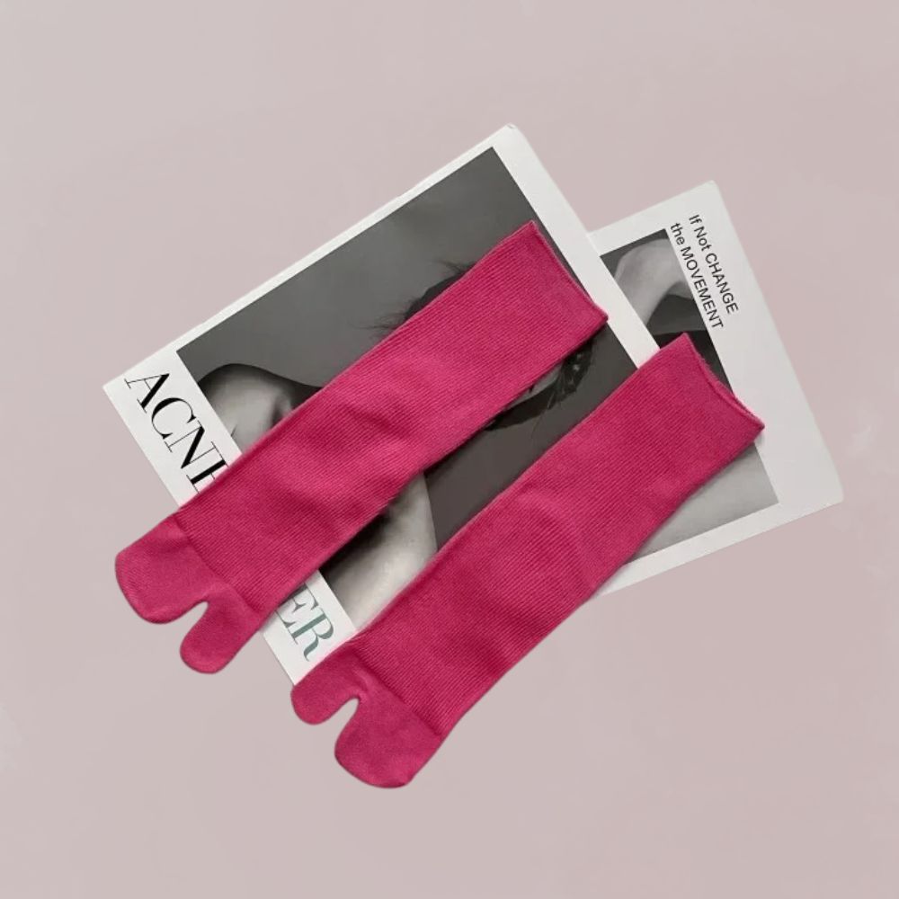 chaussettes tabi fuchsia coton style japonais pour kimono homme et femme unisexe