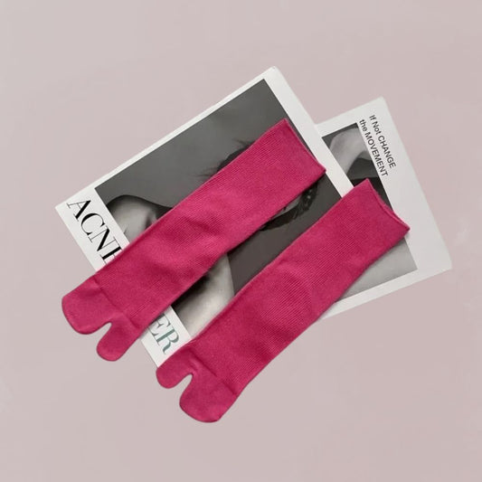 chaussettes tabi fuchsia coton style japonais pour kimono homme et femme unisexe