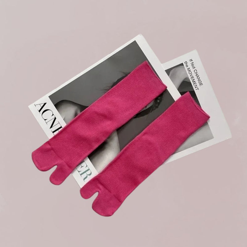chaussettes tabi fuchsia coton style japonais pour kimono homme et femme unisexe