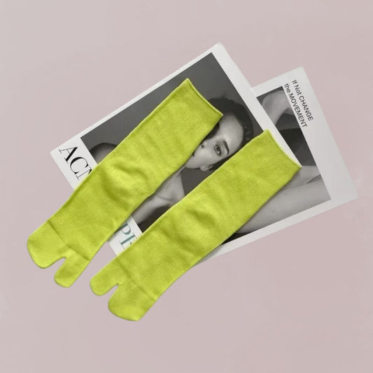 chaussettes tabi vert citron coton tradition japonaise pour kimono unisexe 