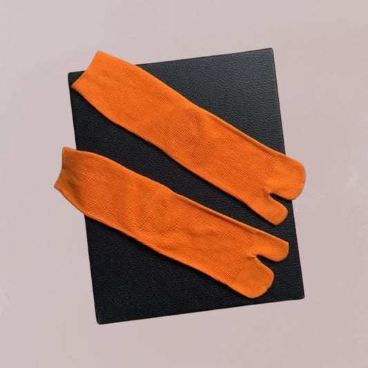 chaussettes tabi orange coton tradition japonaise pour kimono unisexe

