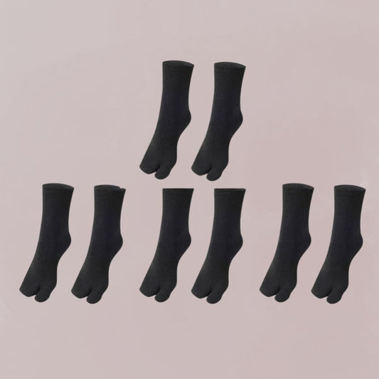 chaussettes tabi  noires quatre paires style japonais sobre et confortable 