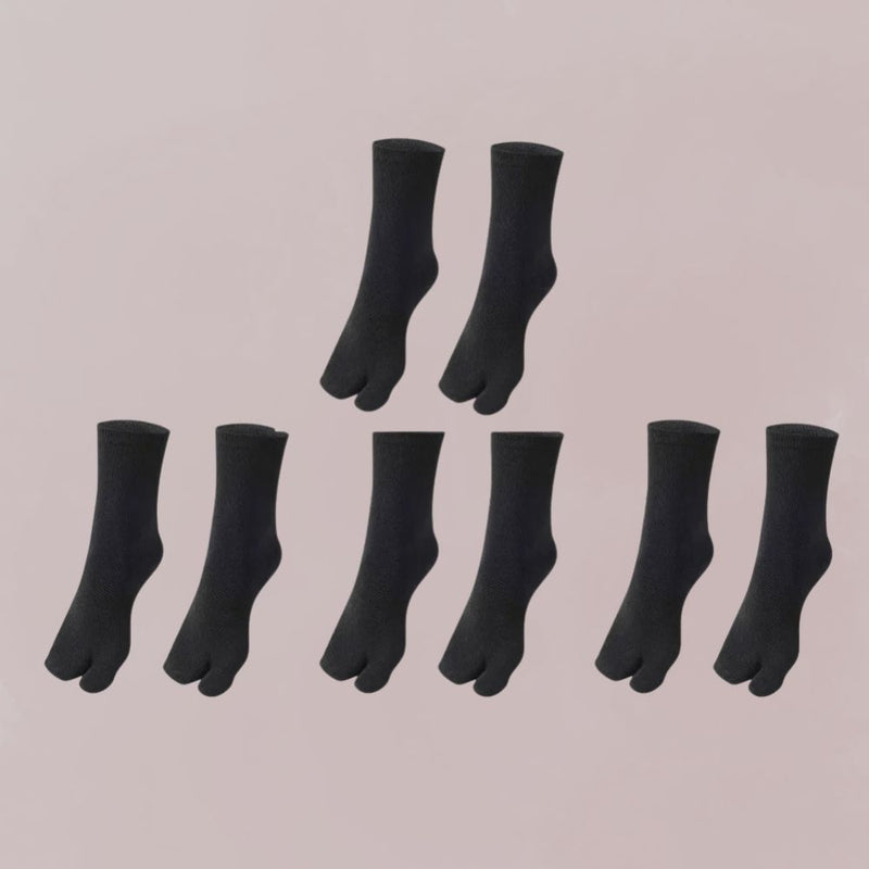 chaussettes tabi  noires quatre paires style japonais sobre et confortable 