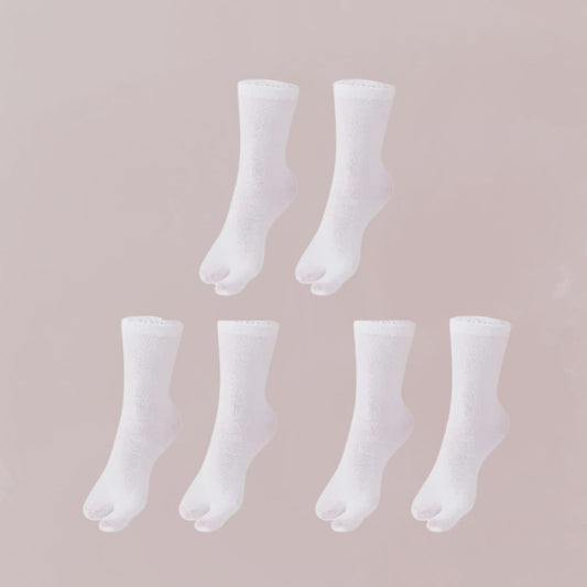 chaussettes tabi  blanches trois paires style japonais discret et confortable 
