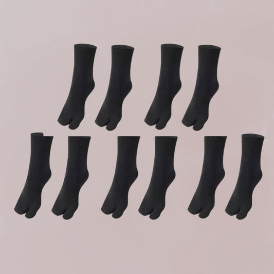 chaussettes tabi  noires cinq paires style japonais sobre et confortable 