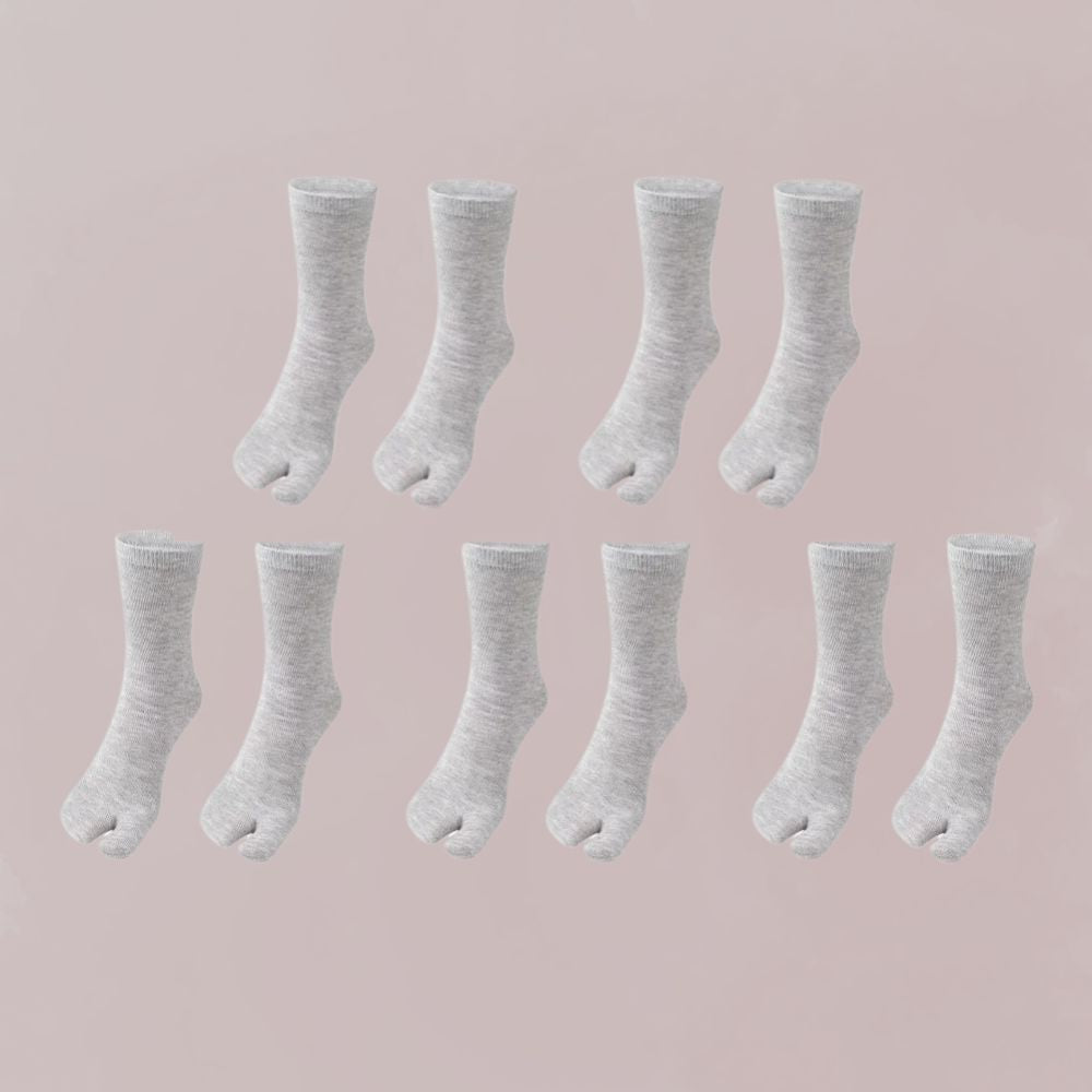 chaussettes tabi  grises cinq paires style japonais discret et confortable 