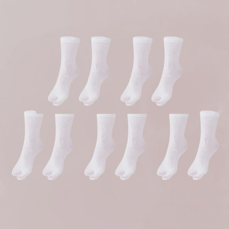 chaussettes tabi  blanches cinq paires style kimono japonais épuré et pratique 