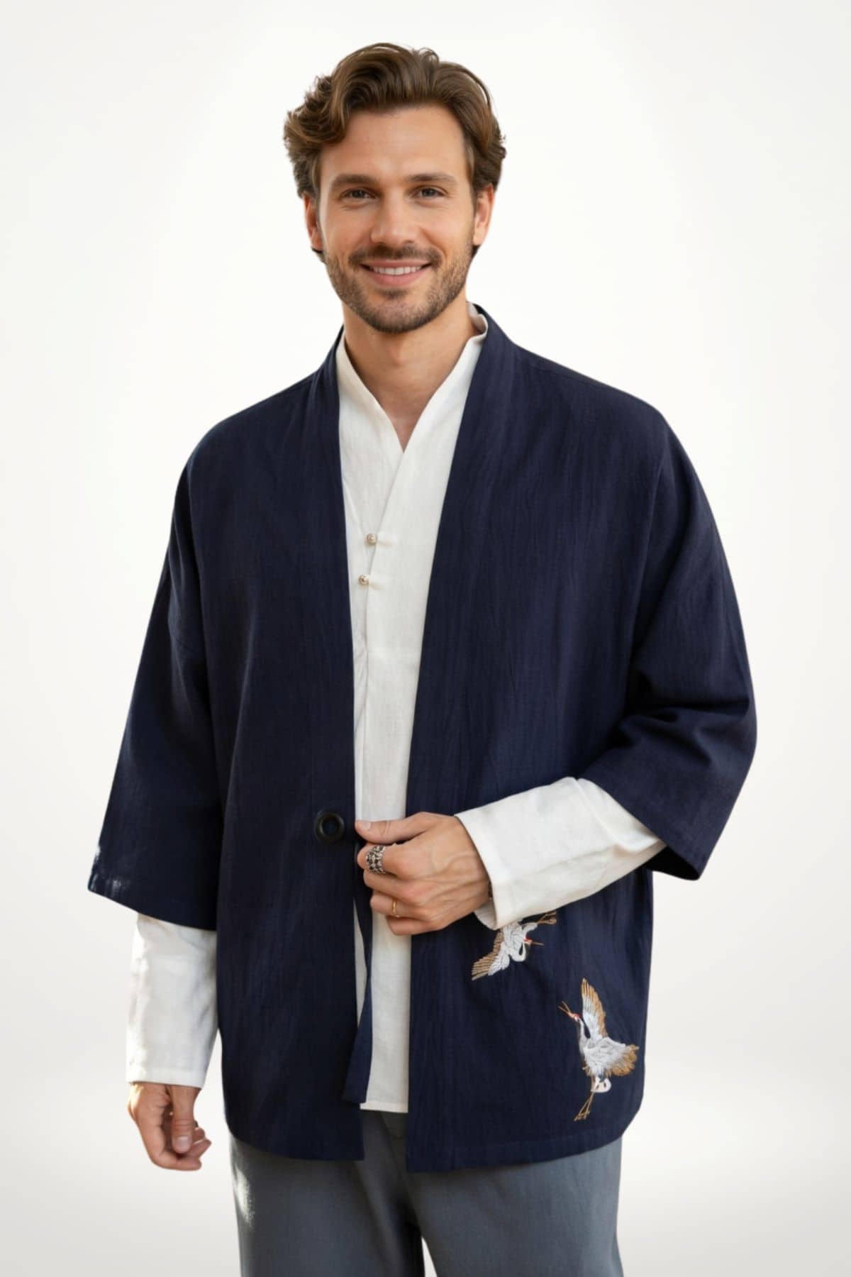 Men's Kimono Shirt | Japanese Clean Style