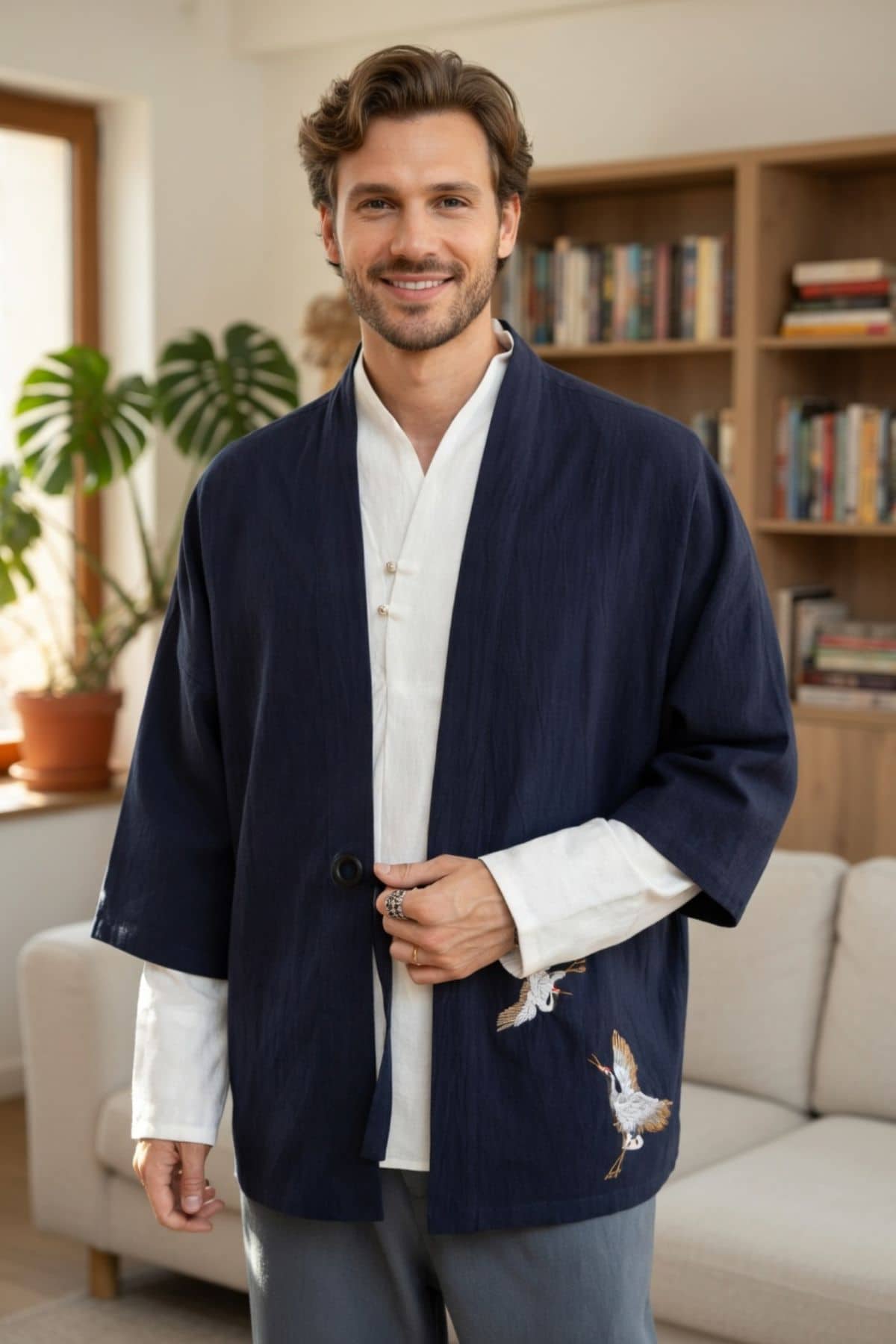 Men's Kimono Shirt | Japanese Clean Style
